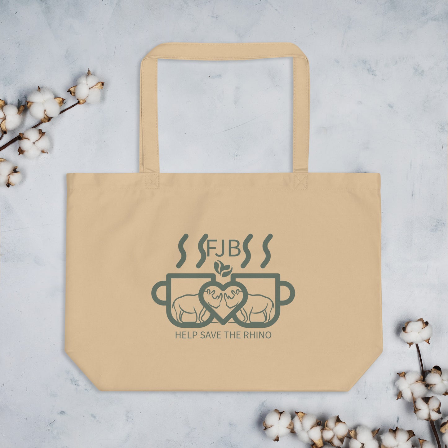 Help Save The Rhino Large Organic Tote Bag