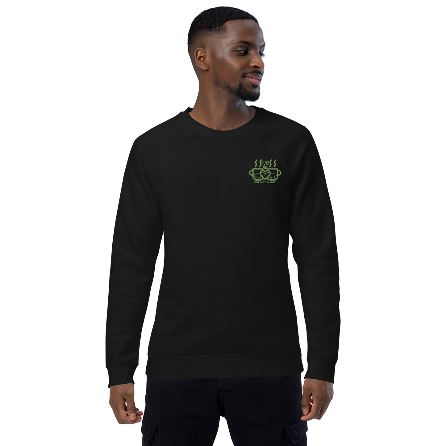 Help Save The Rhino Unisex organic raglan sweatshirt