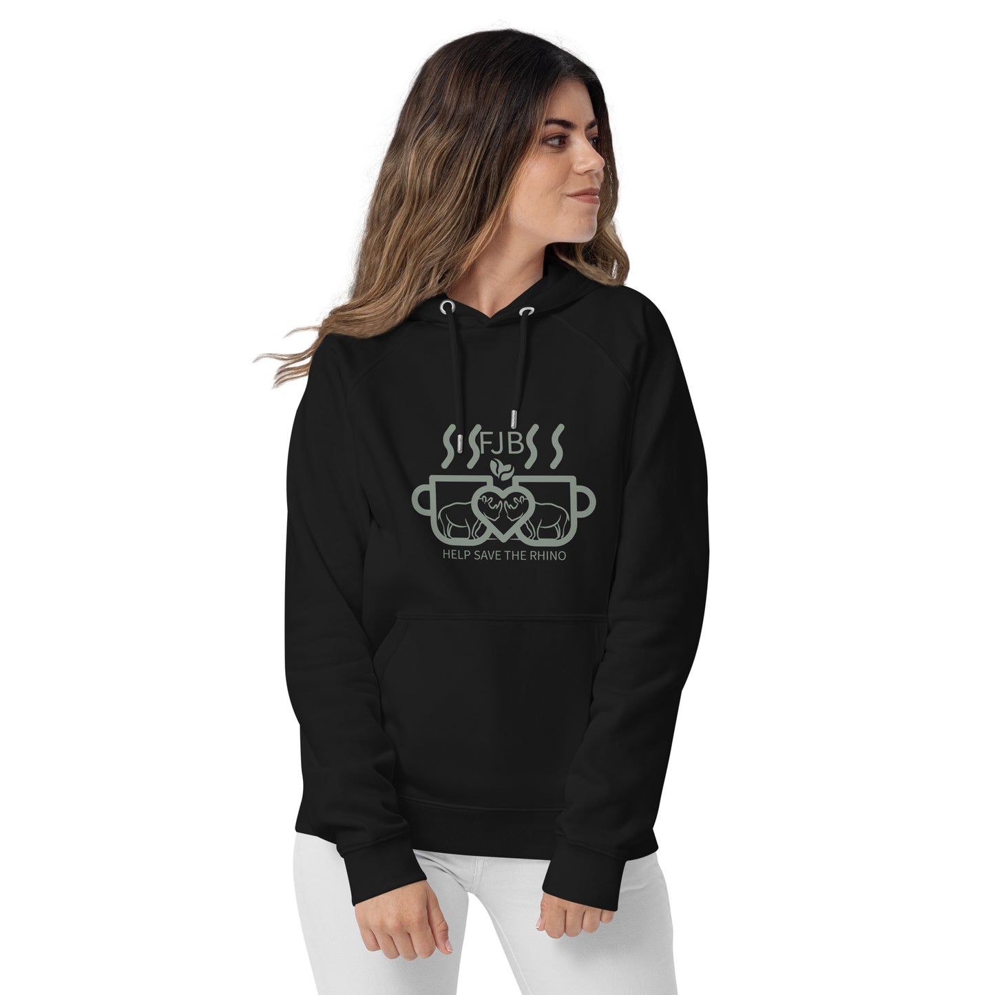 Help Save The Rhino Unisex eco raglan hoodie