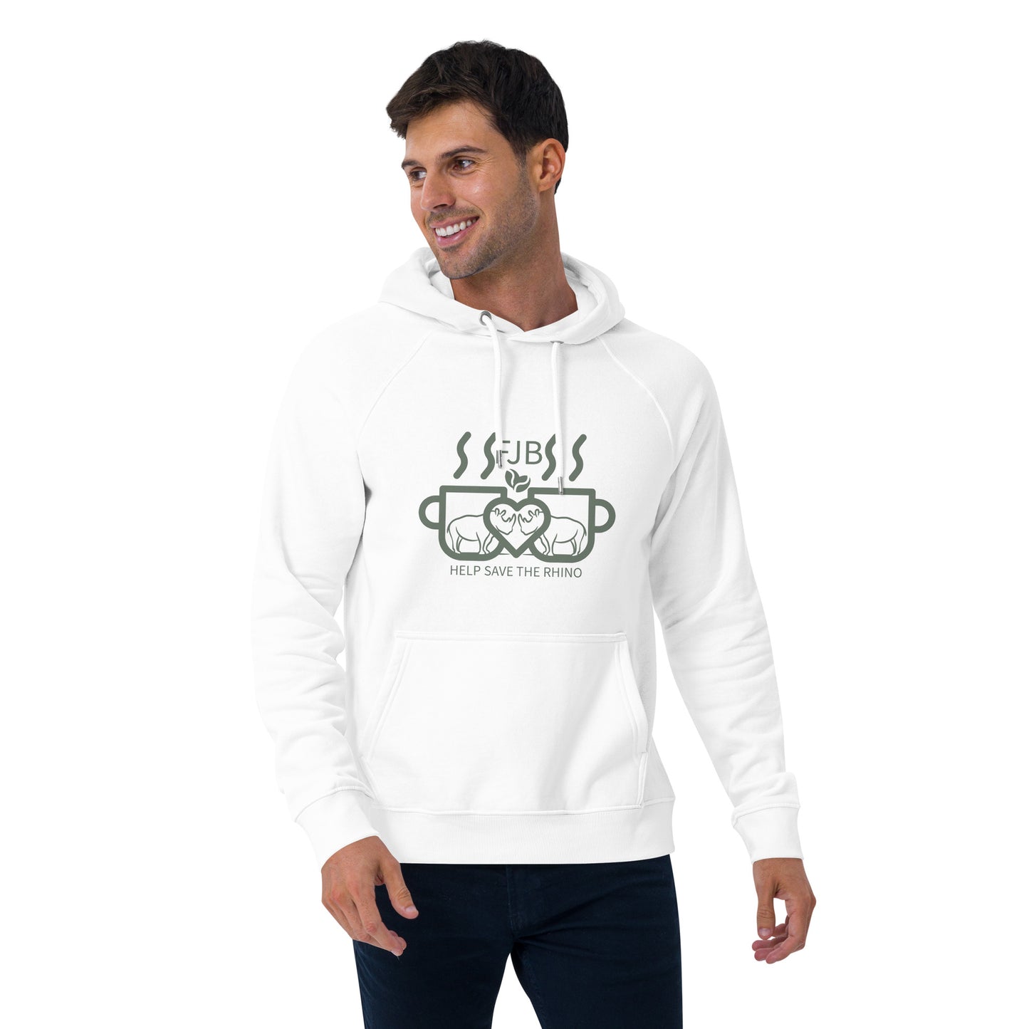 Help Save The Rhino Unisex eco raglan hoodie