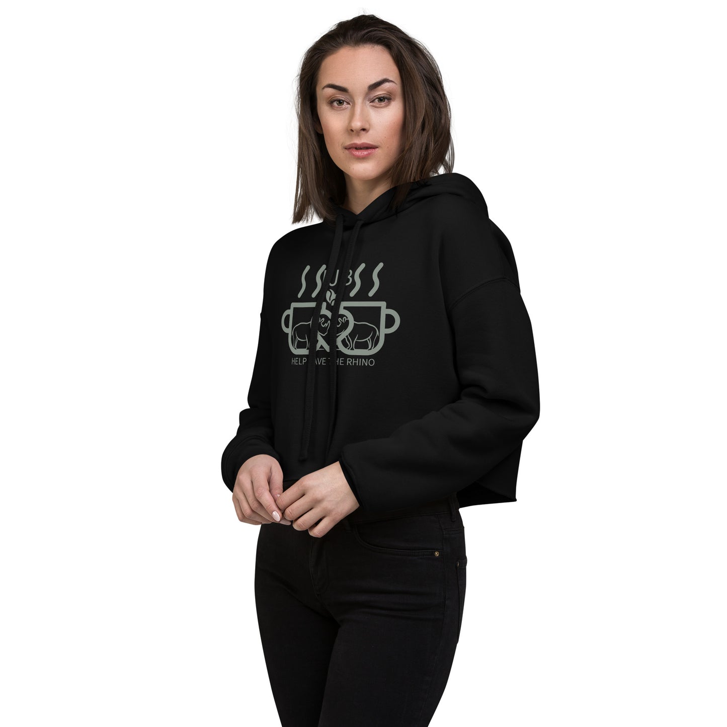 Help Save The Rhino Crop Hoodie